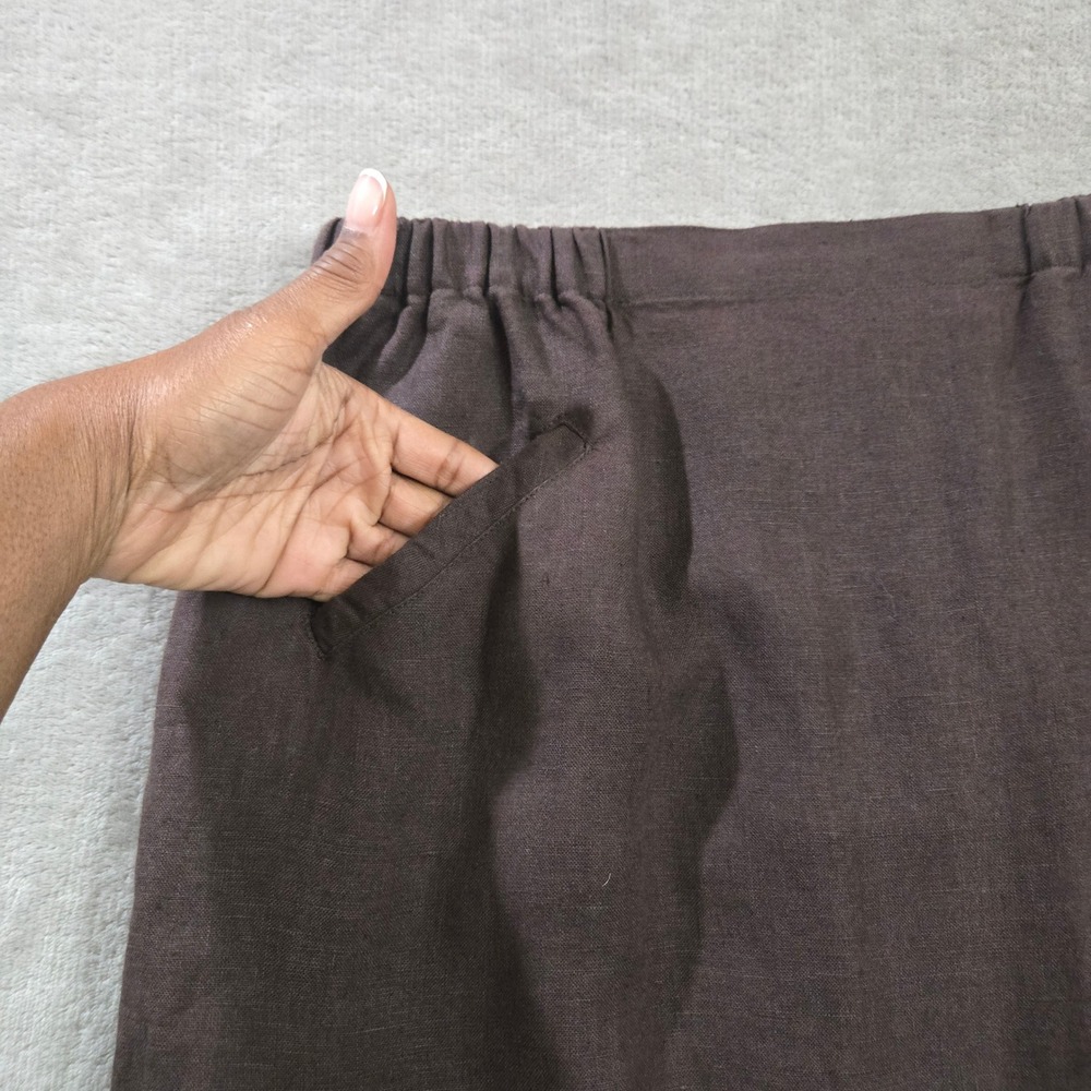 FLAX Linen Maxi Skirt Medium Brown Lagenlook Casual Capsule Natural Sustainable - Picture 4 of 7